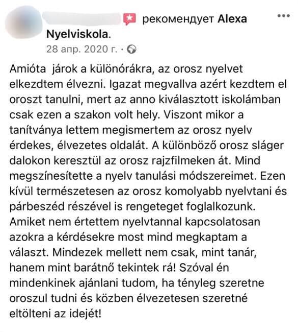 Visszajelzés tanítványunktól (9.)