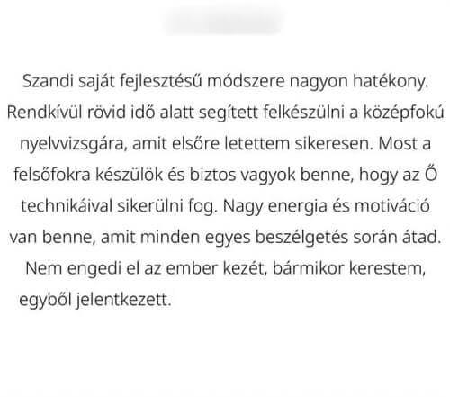 Visszajelzés tanítványunktól (1.)