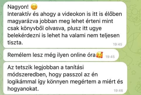 Visszajelzés tanítványunktól (2.)