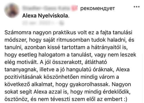 Visszajelzés tanítványunktól (6.)