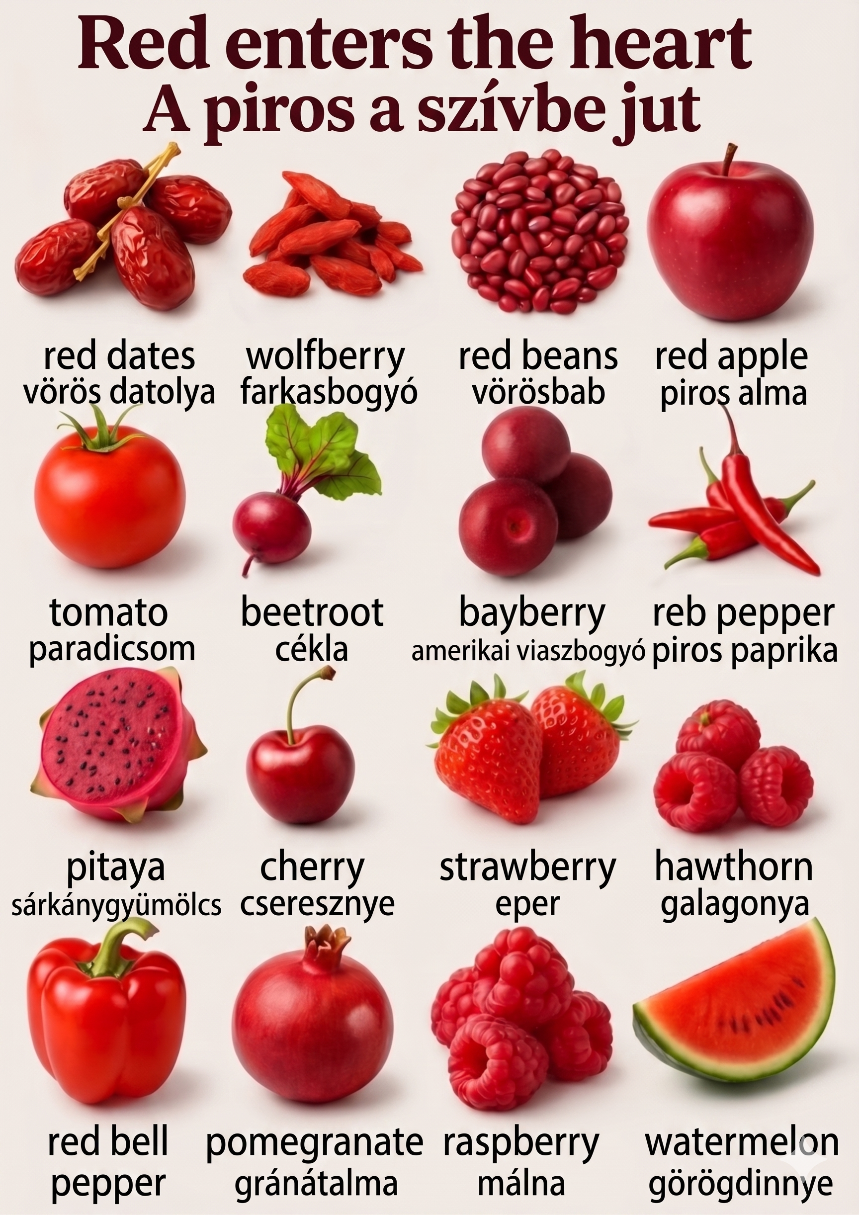 Piros ételek szókincse – Red Foods Vocabulary