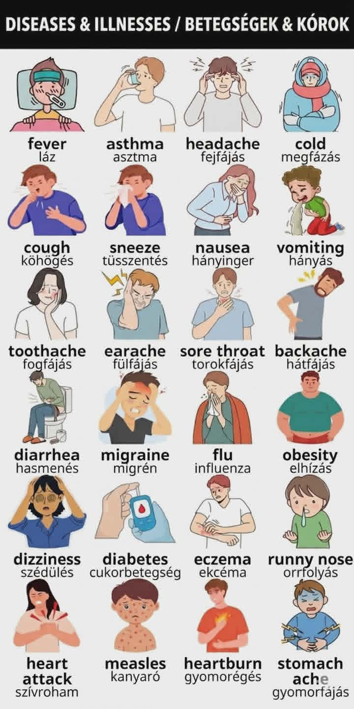 Betegségek és kórok – Diseases & Illnesses