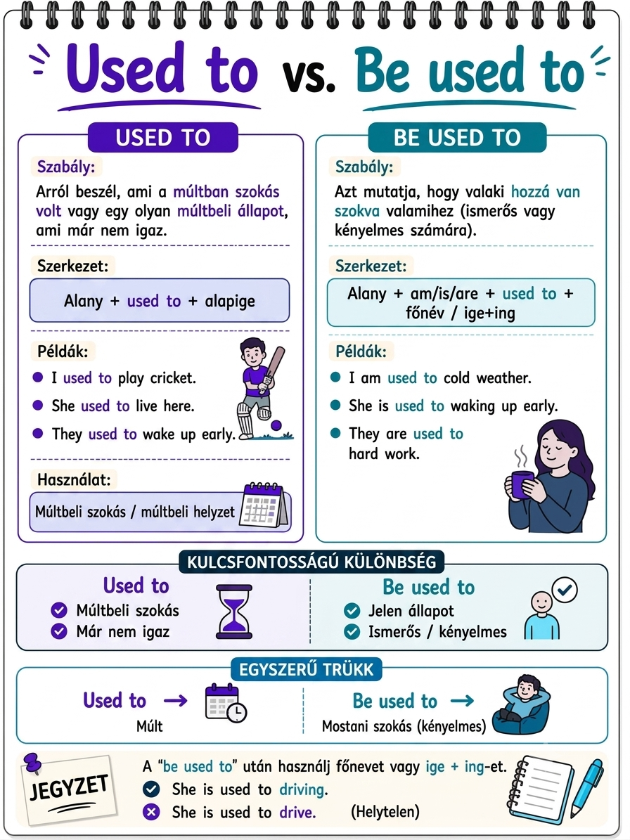 Mi a különbség? – Used to vs Be used to