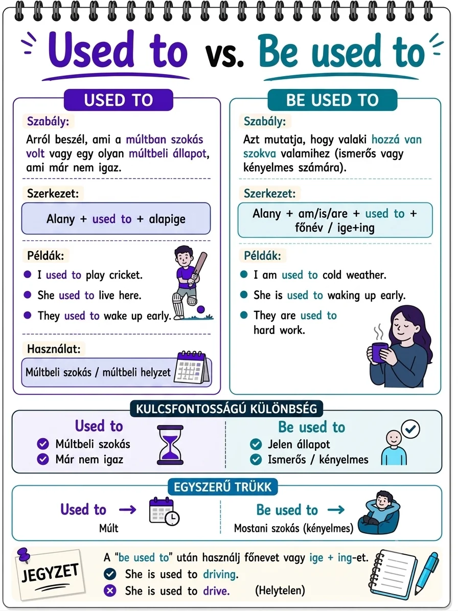Mi a különbség? – Used to vs Be used to