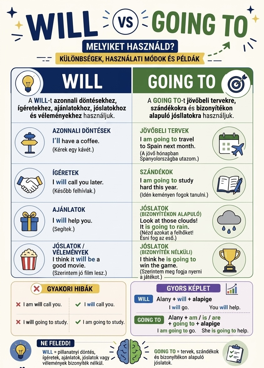 Jövő idő – Will vs Going to