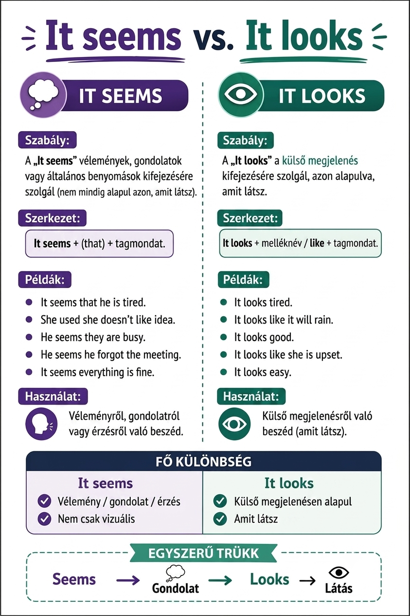 Mi a különbség? – It seems vs It looks