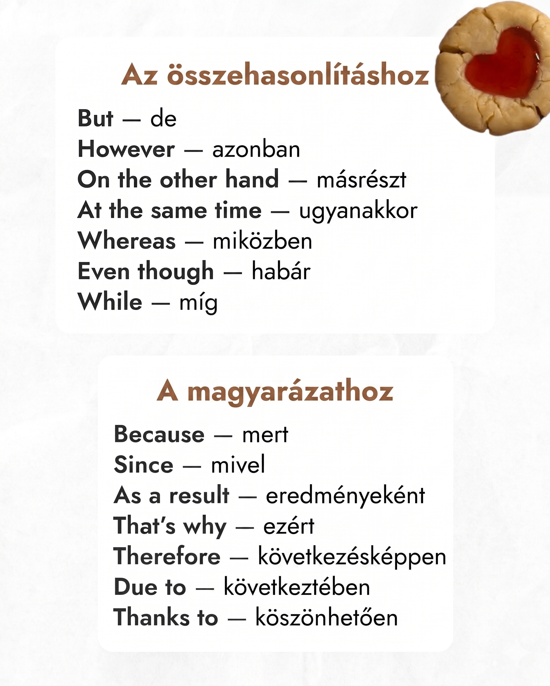 Kötőszavak – összehasonlítás és magyarázat (Linking words)