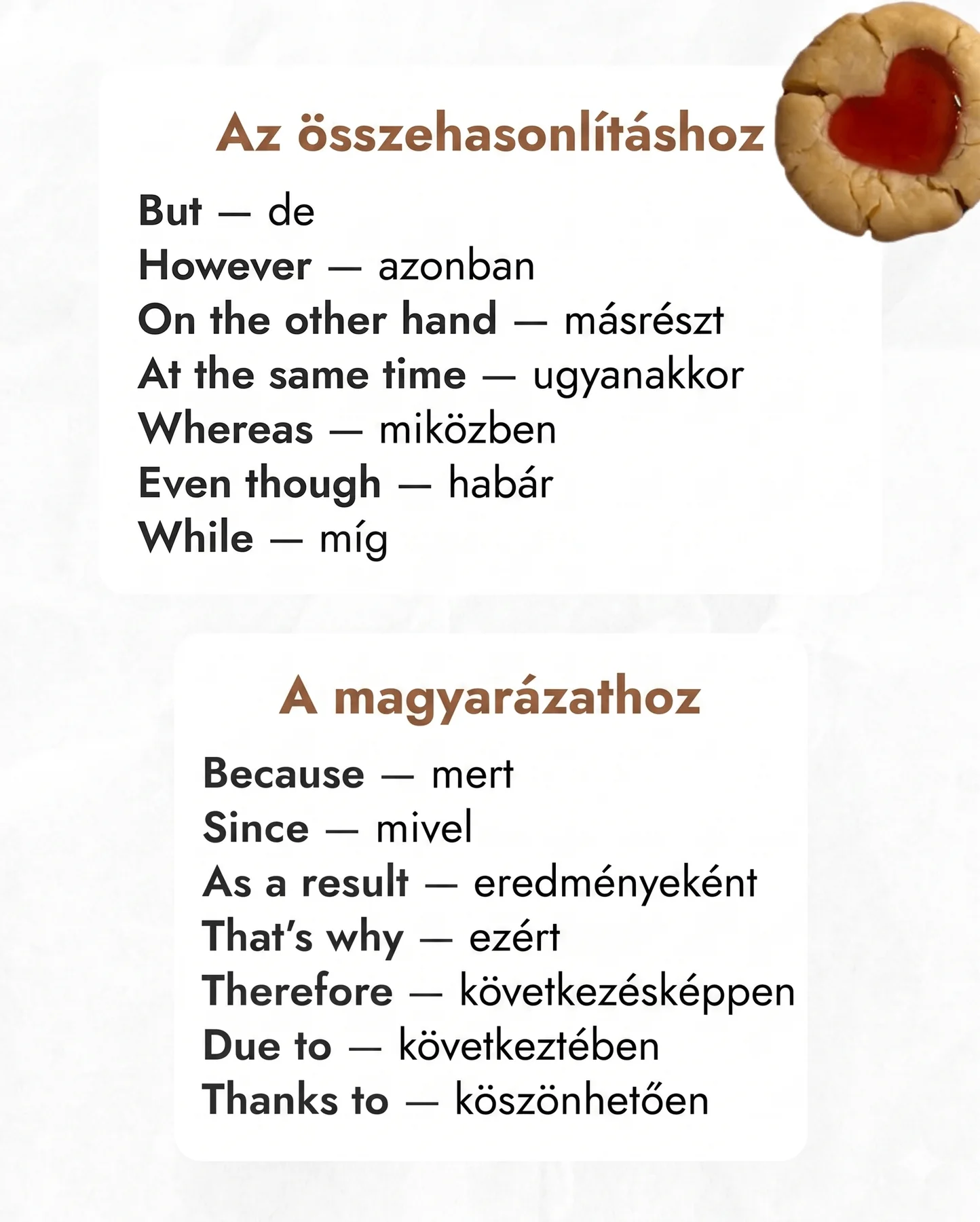 Kötőszavak – összehasonlítás és magyarázat (Linking words)